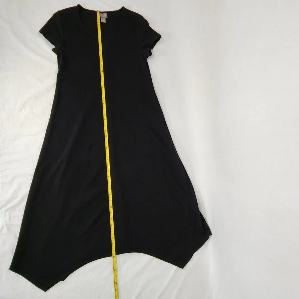 CHICO'S Black Seamed Tee Mixi Dress with Asymmetrical Hem Size 1 (8/M) LIKE NEW - Picture 16 of 16